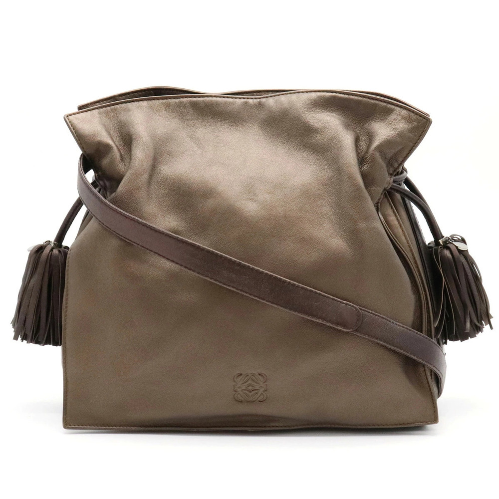 Loewe Flamenco Crossbody Bag Fringe Sheepskin Metallic Brown